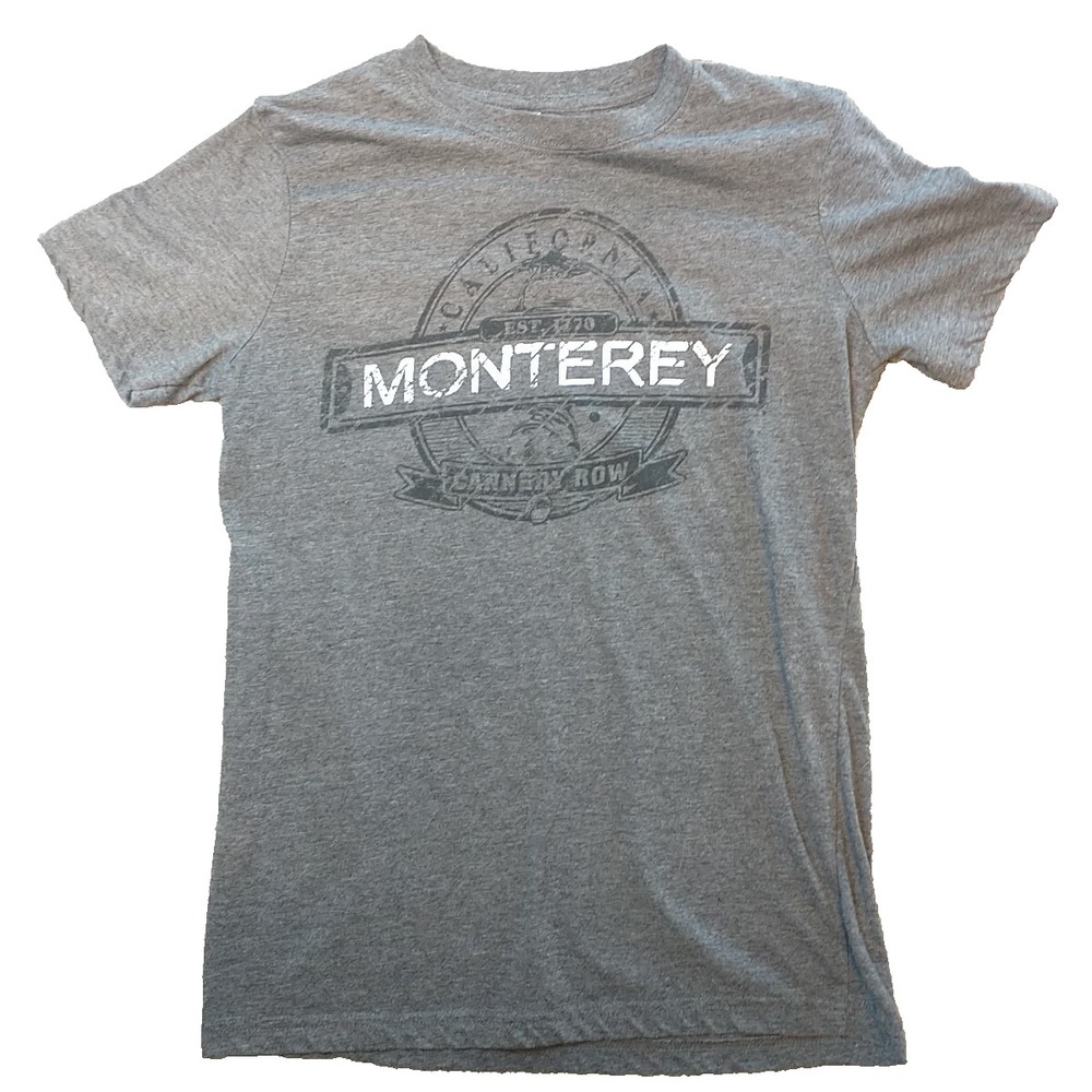 Tee Max Monterey California Cannery Row Graphic T-Shirt Heather Gray Mens Small